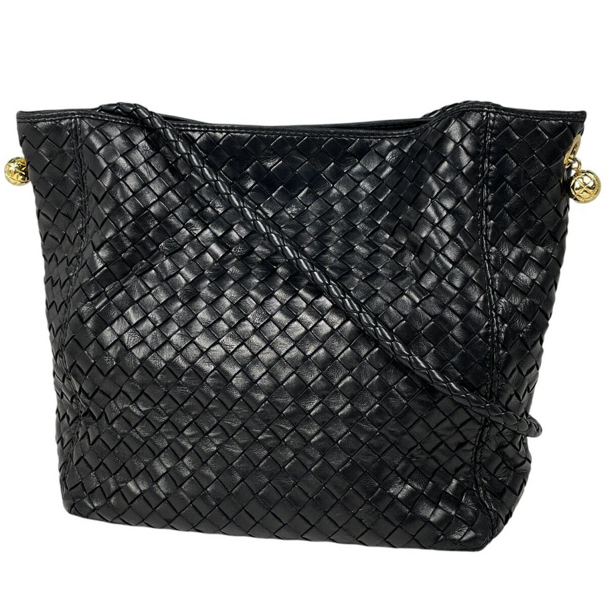 Bottega Veneta Intrecciato Shoulder Bag Hobo Woven Nappa Leather Black